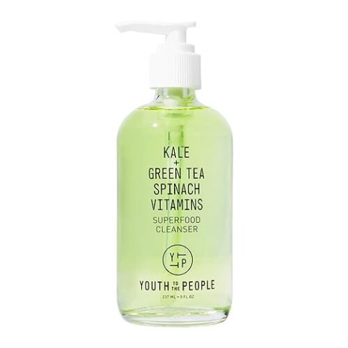 Youth To The People Superfood Facial Cleanser – Vegan Kale & Green Tea Face Wash in a Refillable Glass Bottle