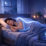 A person sleeping peacefully in a serene bedroom representing deep sleep weight loss and metabolic health.